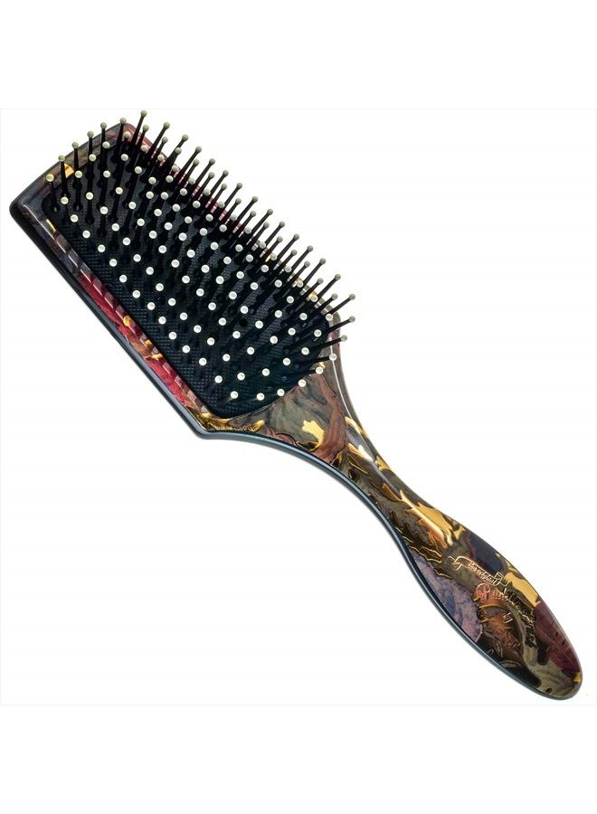 Kent LPB2 8.25" Small Square Paddle Cushioned Wet Dry Pro Hair Brush. Grooming, Detangling, & Smoothing Floral Print. Best Flat Everyday Men Women Brush For Curly, Thick or Thin Hair and Wigs - Image 1