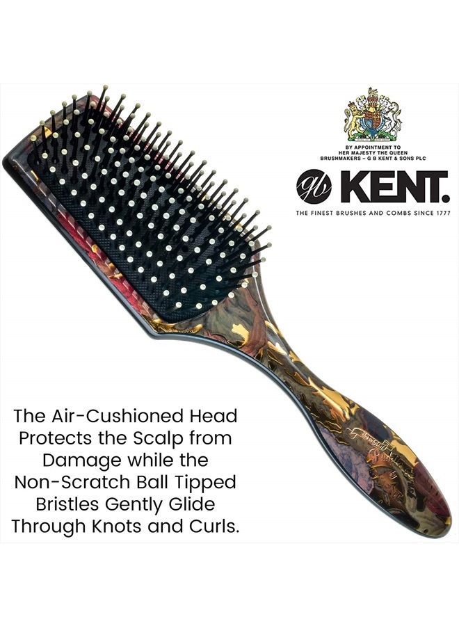 Kent LPB2 8.25" Small Square Paddle Cushioned Wet Dry Pro Hair Brush. Grooming, Detangling, & Smoothing Floral Print. Best Flat Everyday Men Women Brush For Curly, Thick or Thin Hair and Wigs - Image 3