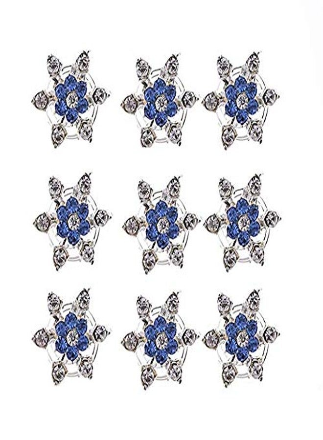 canjoyn 20 Pcs Snowflake Spin Hair Pins Swirl Hair Twists Coils Hair Clips Wedding Bridal Gem Rhinestone Metal Spiral Twist Bun Hair Pins Hair Accessories Jewel Hair Pin (Blue) - Image 4