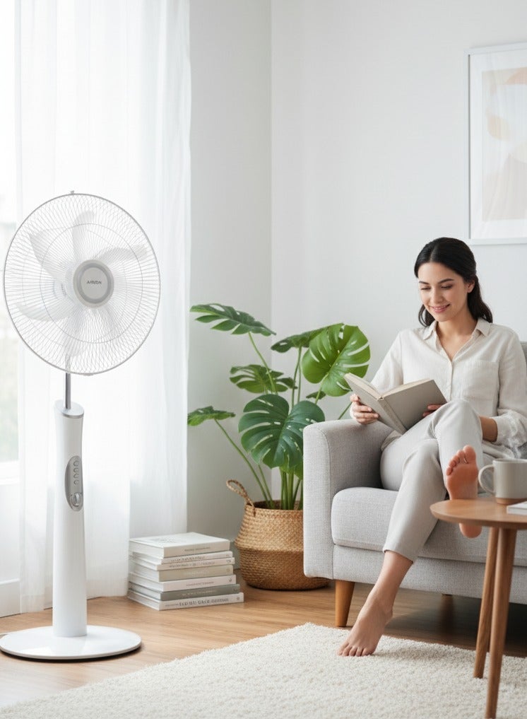 أريون اريون مروحة إليجانس العمودية 18 بوصة - 80 واط، مؤقت 7 ساعات، تحكم بثلاث سرعات، تشغيل هادئ (موديل: FS-1830E) - Image 2