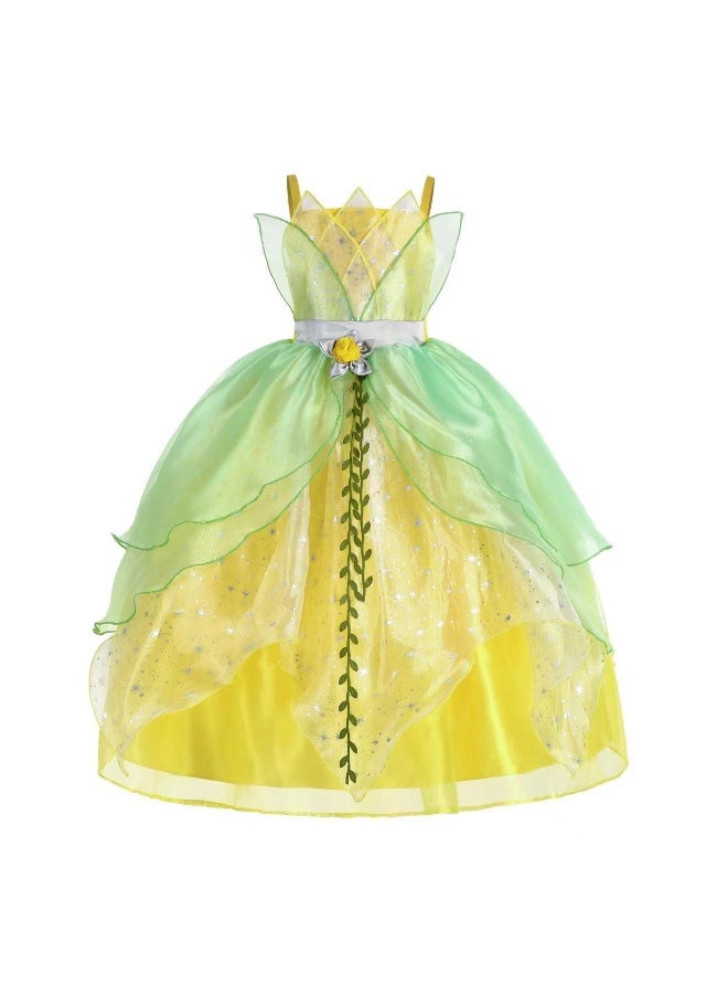 NIBEMINENT New Halloween Green elf dress, Princess Tianna and Tinker Bell children's performance costume - Image 1