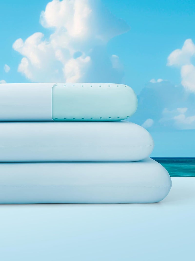 SLEEP ZONE وسادة رغوة الذاكرة المبردة من - عديمة الرائحة، قابلة للتنفس، صديقة للبشرة مع دعم فائق للنائمين على الظهر أو البطن أو الجانب، أساسيات المنزل والفندق والمستشفى (أزرق، مقاس كوين، عبوة واحدة) - Image 2