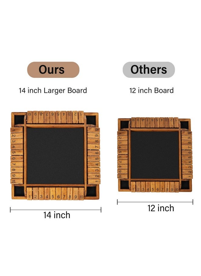 Vamslove Upgraded 14 Inch Shut The Box Dice Game 2-4 Player Wooden Close The Box Board 4-Sided 10 Number Math Games With 8+4 Dice For Kids And Adult-Instruction Included  - Image 2
