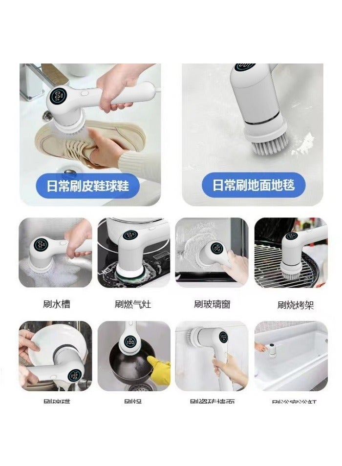 Electric Spin Scrubber, Cordless Shower Scrubber with Battery Level Display, 2 Speeds Electric Scrubber for Cleaning with 6 Replaceable Heads - Image 2