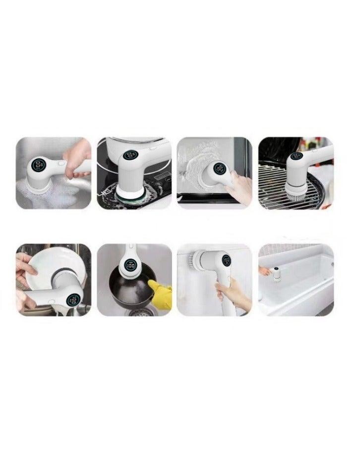 Electric Spin Scrubber, Cordless Shower Scrubber with Battery Level Display, 2 Speeds Electric Scrubber for Cleaning with 6 Replaceable Heads - Image 3