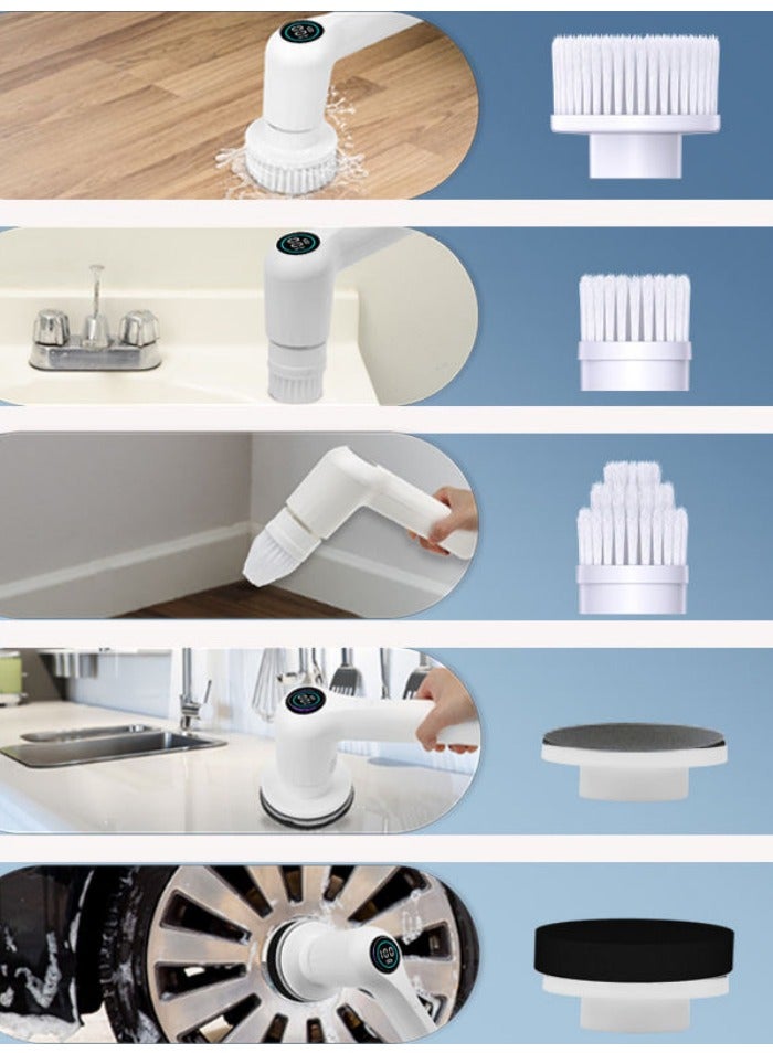 Electric Spin Scrubber, Cordless Shower Scrubber with Battery Level Display, 2 Speeds Electric Scrubber for Cleaning with 6 Replaceable Heads - Image 4