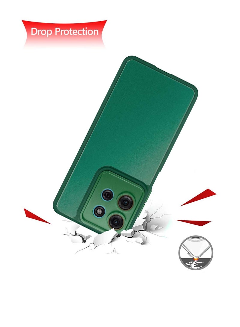 Wtech Motorola Moto G75 5G 2024 Hybrid Silicone with Translucent Back Protective Lens Shield Case Cover - Dark Green - Image 4