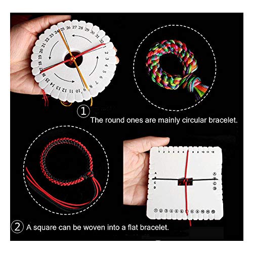 Comidox 4Pcs Kumihimo Disk Braiding Wheel Lightweight & Convenient Friendship Bracelet Disc Square & Round Kumihimo Supplies for Beading & Bracelet Weaving Kit DIY - Image 4