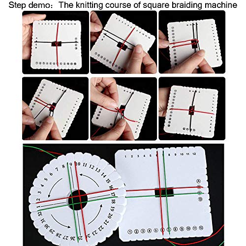 Comidox 4Pcs Kumihimo Disk Braiding Wheel Lightweight & Convenient Friendship Bracelet Disc Square & Round Kumihimo Supplies for Beading & Bracelet Weaving Kit DIY - Image 3