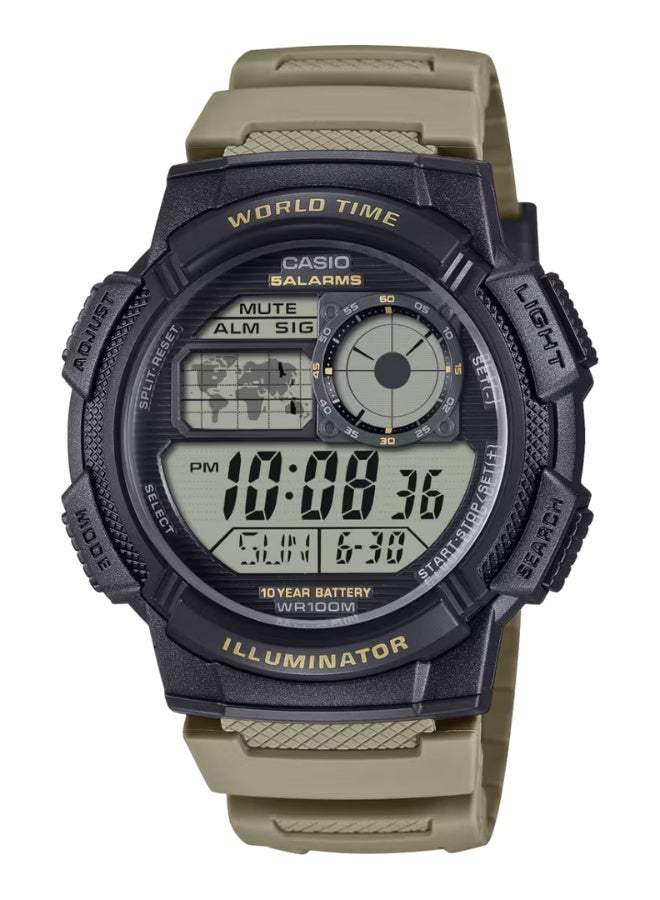 كاسيو ساعة كاسيو الرقمية AE-1000W-5AVDF - بطارية تدوم 10 سنوات - مقاومة للماء حتى عمق 100 متر - التوقيت العالمي - 31 منطقة - شاشة عرض تناظرية LC - ساعة إيقاف - عد تنازلي - هيكل من الراتنج - لمسة رمادية زرقاء - Image 1