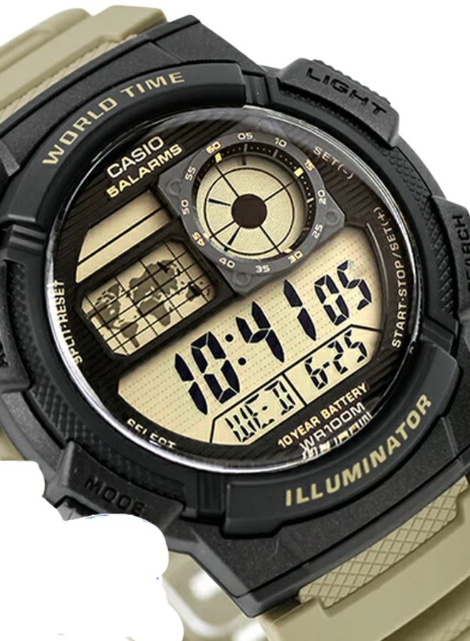 كاسيو ساعة كاسيو الرقمية AE-1000W-5AVDF - بطارية تدوم 10 سنوات - مقاومة للماء حتى عمق 100 متر - التوقيت العالمي - 31 منطقة - شاشة عرض تناظرية LC - ساعة إيقاف - عد تنازلي - هيكل من الراتنج - لمسة رمادية زرقاء - Image 4