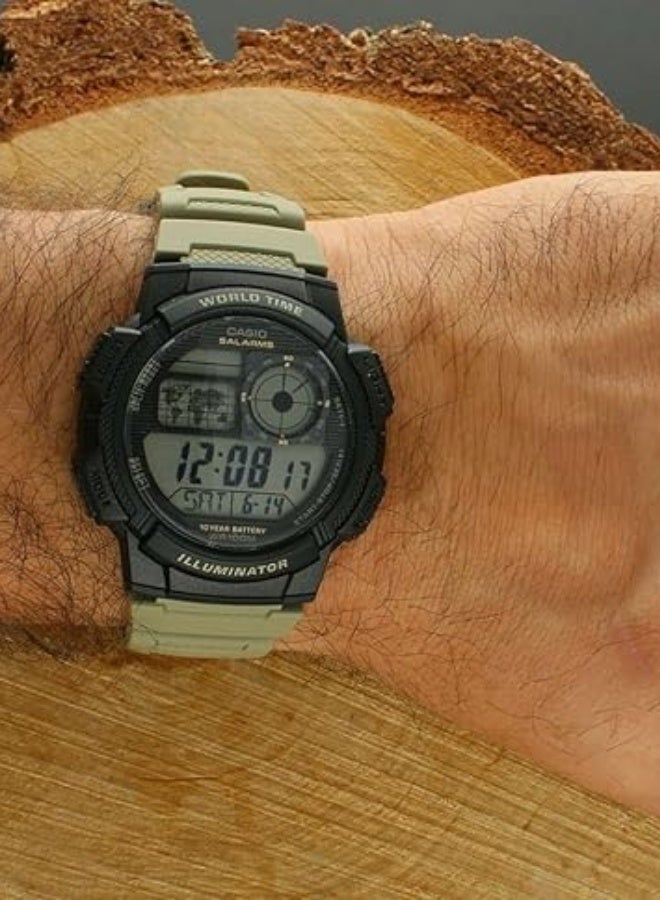 كاسيو ساعة كاسيو الرقمية AE-1000W-5AVDF - بطارية تدوم 10 سنوات - مقاومة للماء حتى عمق 100 متر - التوقيت العالمي - 31 منطقة - شاشة عرض تناظرية LC - ساعة إيقاف - عد تنازلي - هيكل من الراتنج - لمسة رمادية زرقاء - Image 5