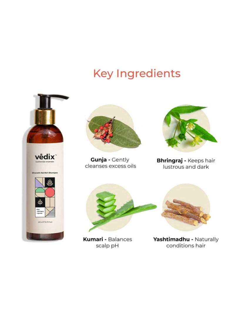 Vedix Dhavath Hairfall Shampoo  For Normal Oily Hair  Made With With Aloe Vera Bhringraj Quinoa   200ml