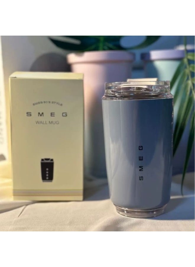 سميج كوب قهوة للسفر، كوب مشروبات معزول بغطاء مانع للتسرب، كوب قهوة طويل الأمد مع غطاء، كوب قهوة معزول رمادي للسفر - Image 3