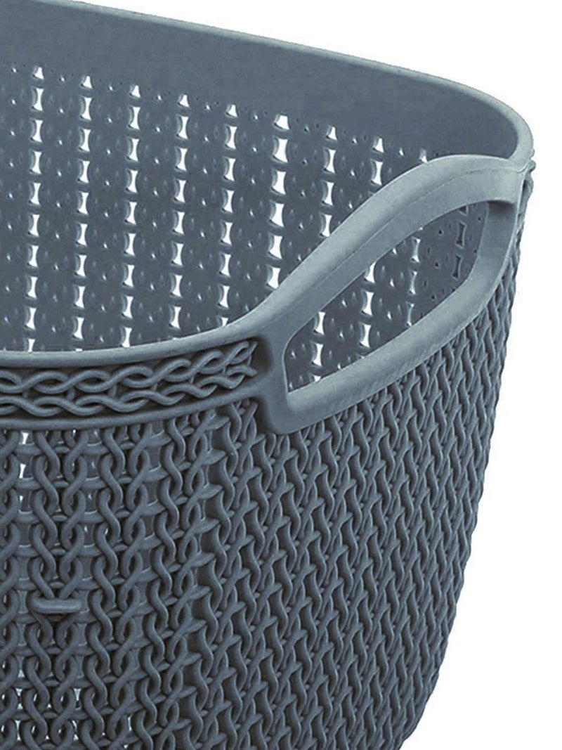Kuber Industries Q-5 Unbreakable Plastic 2 Pieces Multipurpose Medium Size Flexible Storage Baskets/Fruit Vegetable Bathroom Stationary Home Basket with Handles (Light Blue & Grey), Rectangular - Image 5