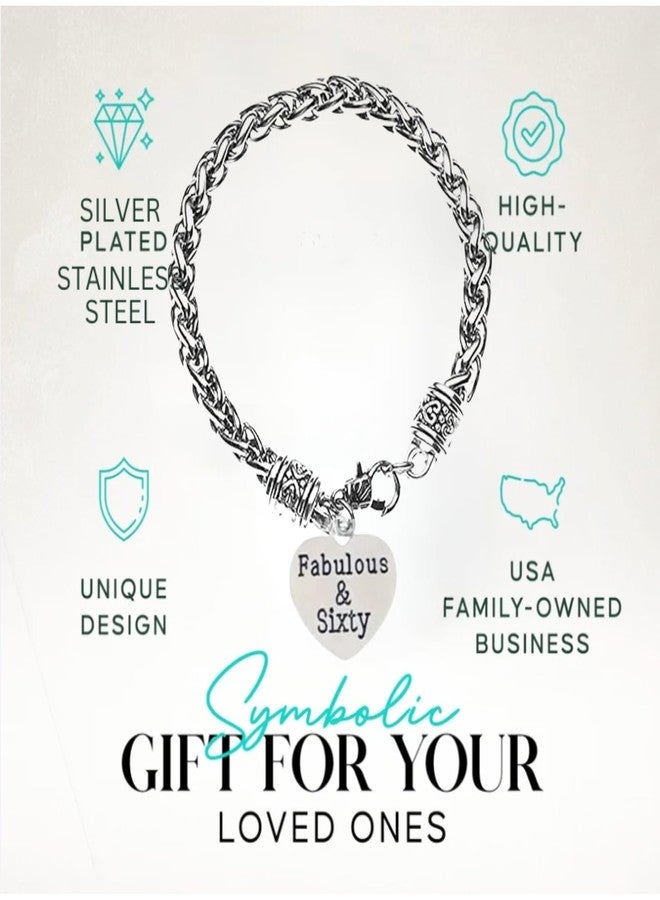 Infinity Collection 60th Birthday Charm Bracelet, Fabulous & Sixty Birthday Gifts for Women, 60th Birthday Gift Ideas - Image 3