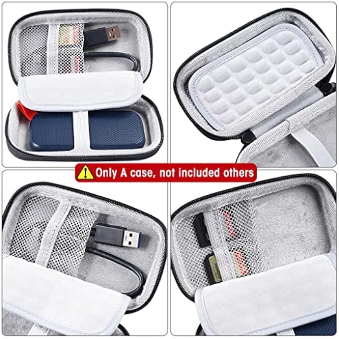 rayihni ® HARD CARRYING CASE STORAGE BAG FOR SANDISK 480GB 1TB 2TB 4TB EXTREME PRO PORTABLE SSD SDSSDE30 / SDSSDE81 SOLID STATE DRIVE EVA SHOCKPROOF WATER REPELLENT PROTECTIVE STORAGE TRAVEL BAG - Image 3
