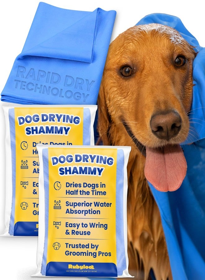 rubyloo Shammy Dog Towels for Drying Dogs Large - 2pk (34" x 26") - Ultra Absorbent Technology Dries Dogs 2X Faster - Easy to Wring Out & Reuse - Compact for Bath, Swim, Rain, Travel, Cooling - Image 1