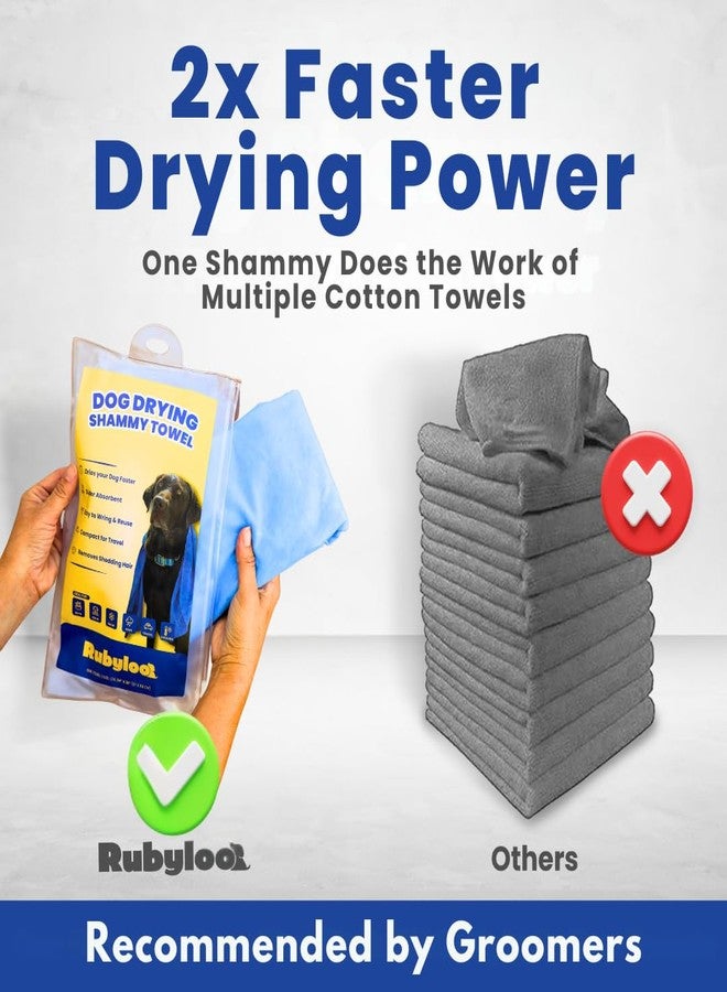 rubyloo Shammy Dog Towels for Drying Dogs Large - 2pk (34" x 26") - Ultra Absorbent Technology Dries Dogs 2X Faster - Easy to Wring Out & Reuse - Compact for Bath, Swim, Rain, Travel, Cooling - Image 2