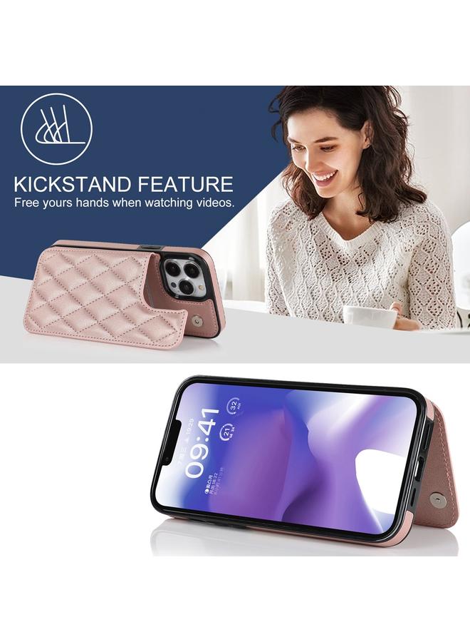 Zaboon Case For iPhone 13 Pro Double Buckle Rhombic PU Leather Phone Case - Image 4