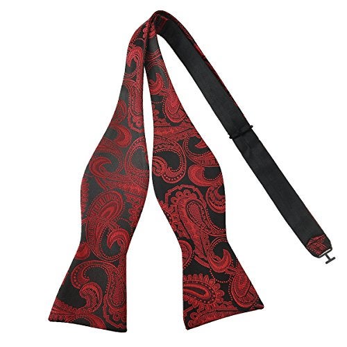 PenSee Mens Self Bow Tie Classic Paisley Woven Silk Bow Ties - Image 1