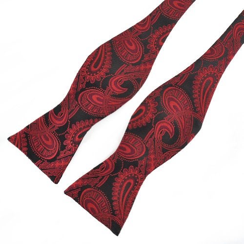 PenSee Mens Self Bow Tie Classic Paisley Woven Silk Bow Ties - Image 2