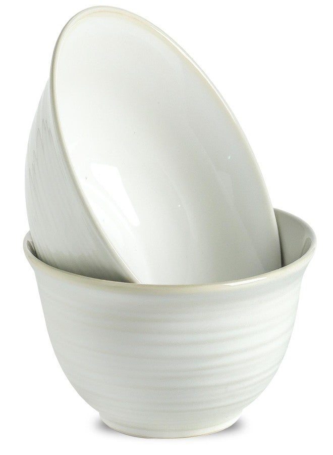 Hasense Serving Bowls, 9 Inch Ceramic Salad Bowls for Kitchen, 84 Ounce Mixing Bowl for Soup Pho Pasta Popcorn, Dishwasher & Microwave Safe, Set of 2(Clay-Infused White) - Image 1