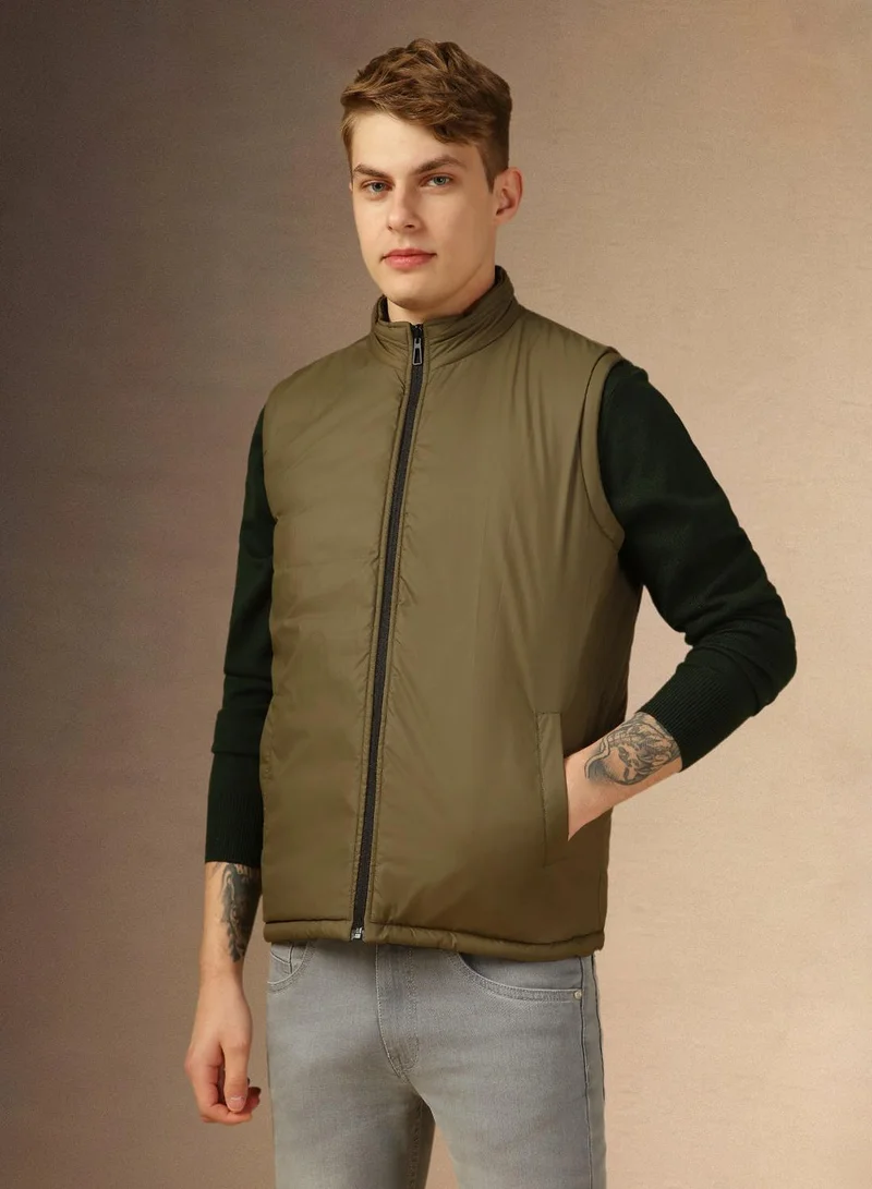 Dennis Lingo Men's Black 100% Polyester Solid Padded Regular Fit Jacket