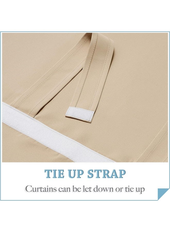 Ryb Home Door Curtains Blackout - Self Stick Tie Up Shades Tricia Window Blinds Light Block Insulating Sidelight, W 26 X L 69 Inches, 1 Panel, Biscotti Beige  - Image 4