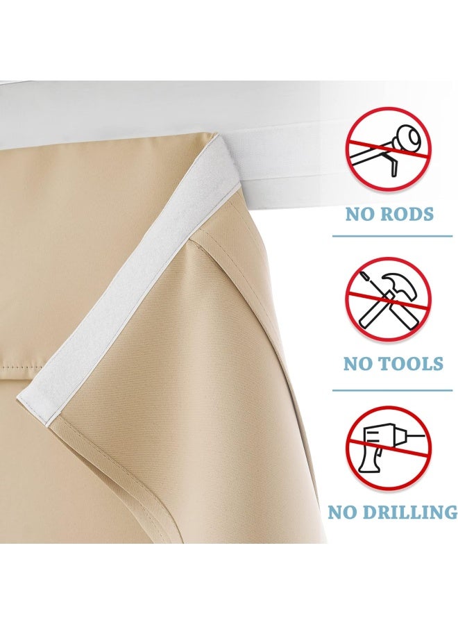 Ryb Home Door Curtains Blackout - Self Stick Tie Up Shades Tricia Window Blinds Light Block Insulating Sidelight, W 26 X L 69 Inches, 1 Panel, Biscotti Beige  - Image 3