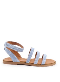 Strappy Sandals with Hook and Loop Closure - Multicolor
