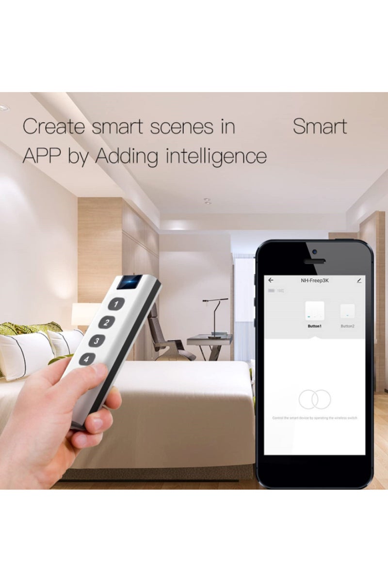 "مفتاح لاسلكي ذكي للمنزل (ZigBee) - لوحة تحكم محمولة 4 أزرار للتحكم في المشاهد الذكية - يعمل مع محور ZigBee - تحكم غير محدود في أجهزة المنزل الذكي - إصدار 2022 الجديد" - Image 3