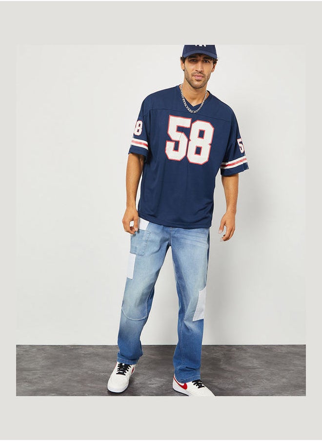 Styli - Varsity Print Mesh Knit Oversized Tshirt - Image 1