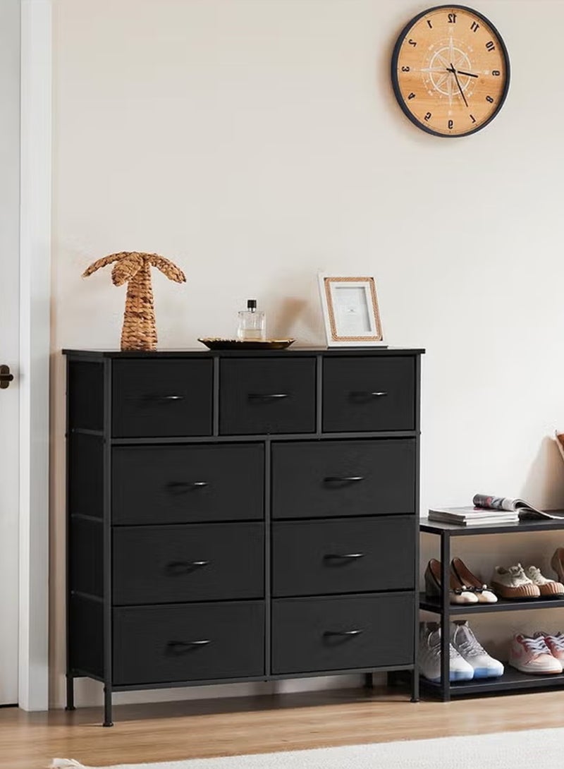 EzzySo Dresser with 9 Drawers Storage Tower Storage Cabinet Bedroom Dresser Wide Storage Chest with Easy Pull Handle  - Image 3