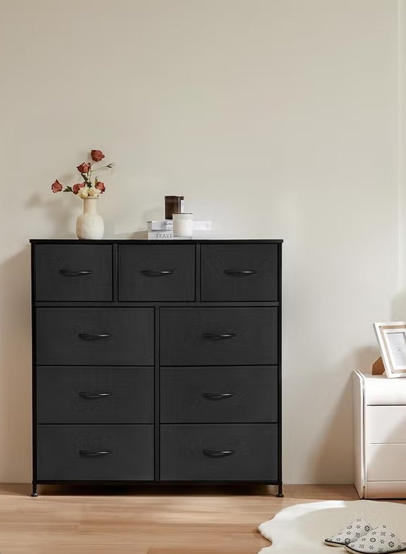 EzzySo Dresser with 9 Drawers Storage Tower Storage Cabinet Bedroom Dresser Wide Storage Chest with Easy Pull Handle  - Image 4