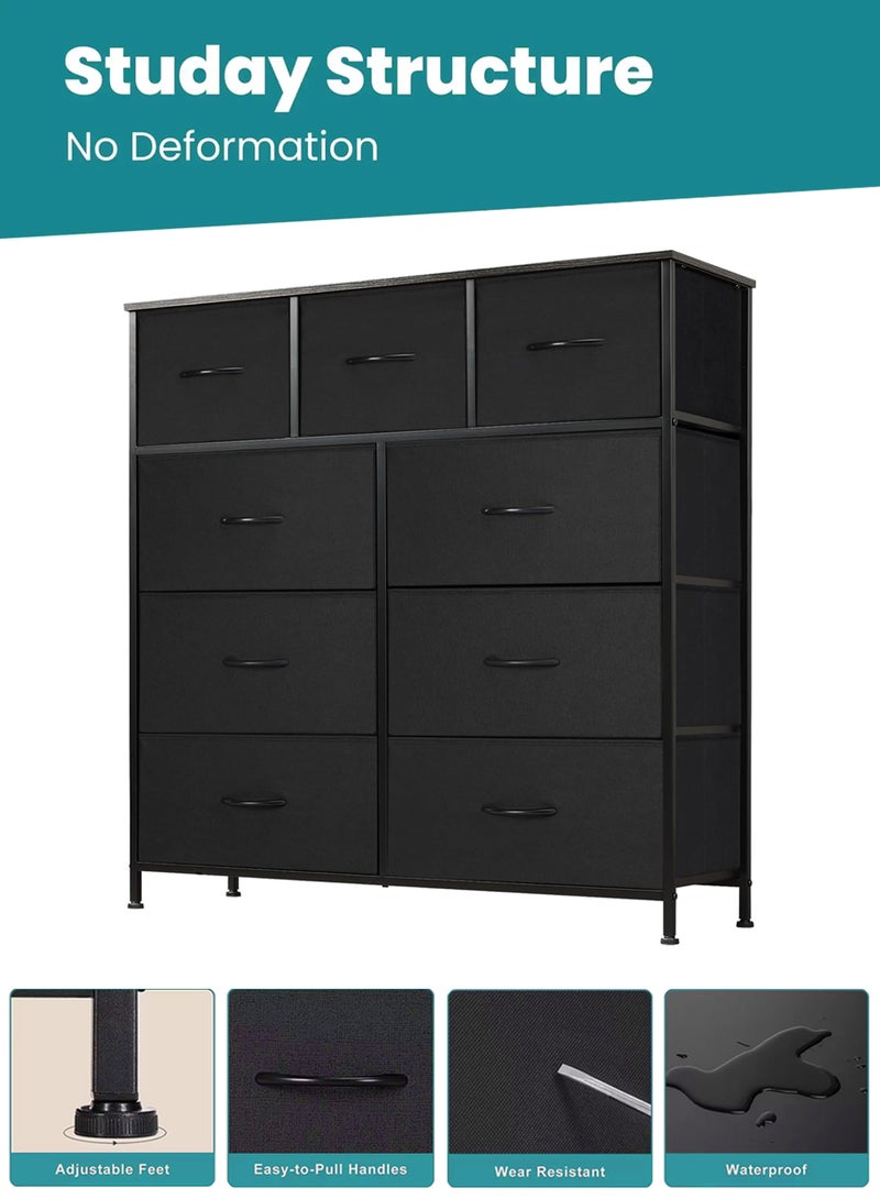 EzzySo Dresser with 9 Drawers Storage Tower Storage Cabinet Bedroom Dresser Wide Storage Chest with Easy Pull Handle  - Image 5