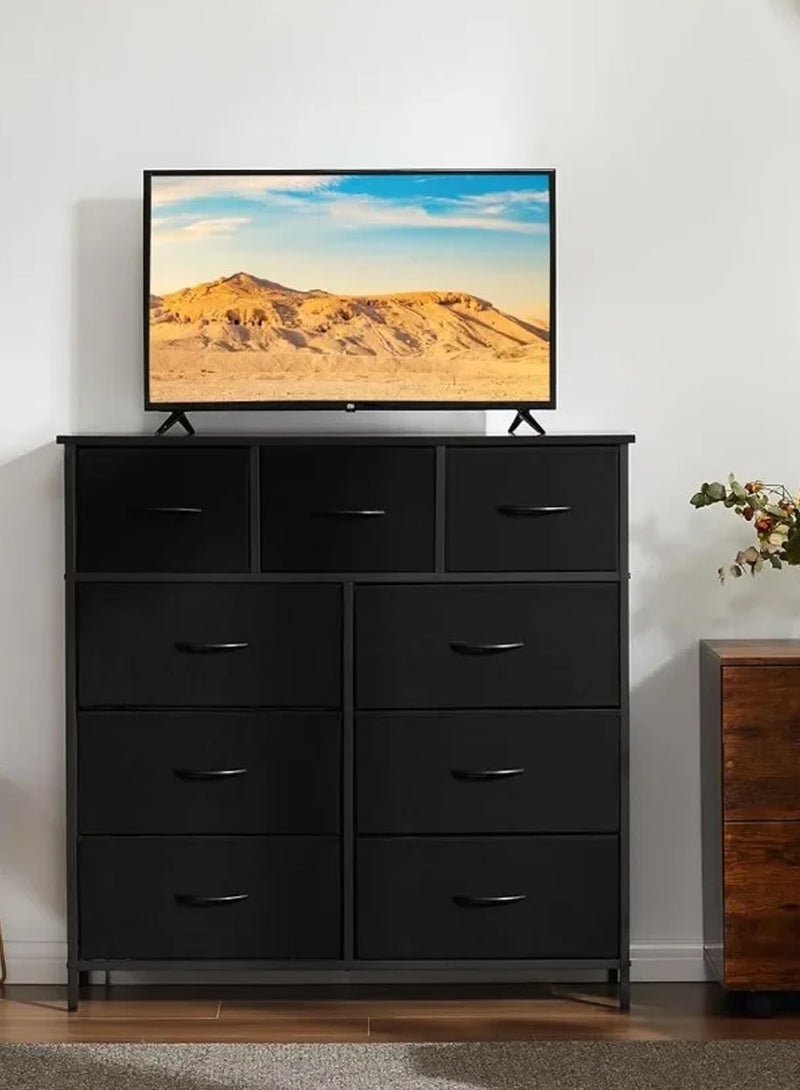 EzzySo Dresser with 9 Drawers Storage Tower Storage Cabinet Bedroom Dresser Wide Storage Chest with Easy Pull Handle  - Image 2
