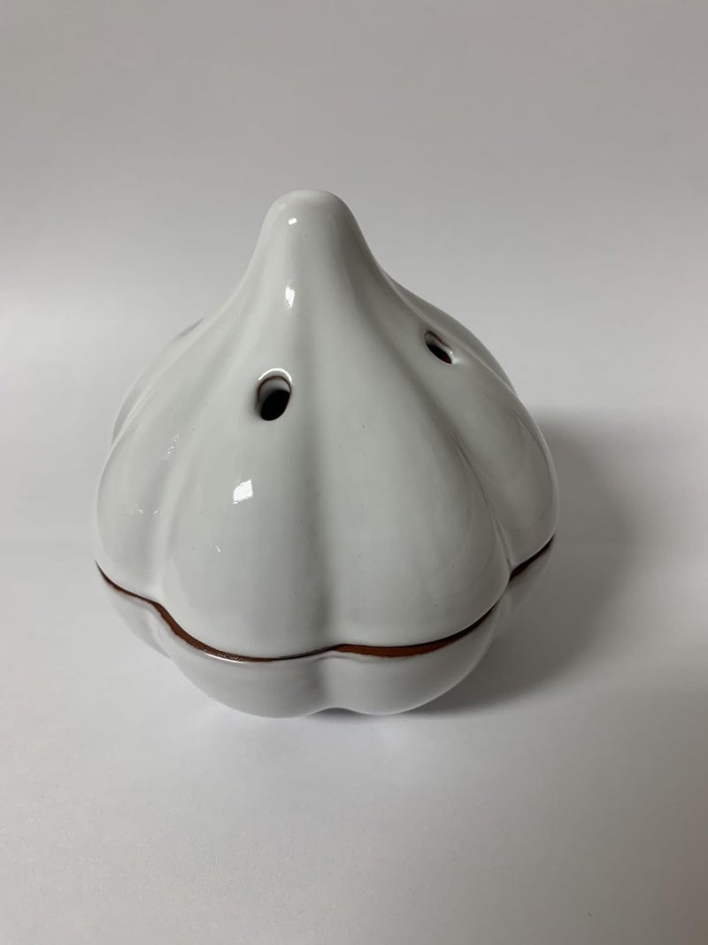 JBK Pottery Ceramic Garlic Keeper with Ventilation Holes – Keeps Garlic Fresh Longer, 4” x 3.5”, Stylish Glazed Ceramic Design, Dishwasher Safe, Compact Storage for Kitchen Counter - Image 1