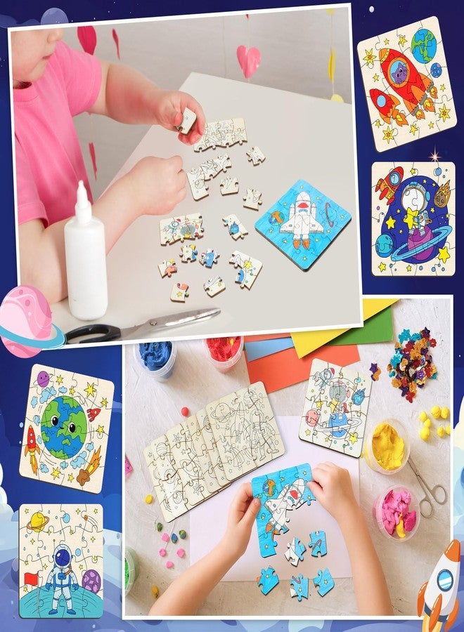 Trnayi 24 Pack Wooden Coloring Space Puzzles for Kids Crafts 3-5, 4-6, 6-8, Color Your Own Crafts Bulk Outer Space Party Favors Gifts for Toddlers Classroom Exchange Activities Educational Game Toy - Image 5