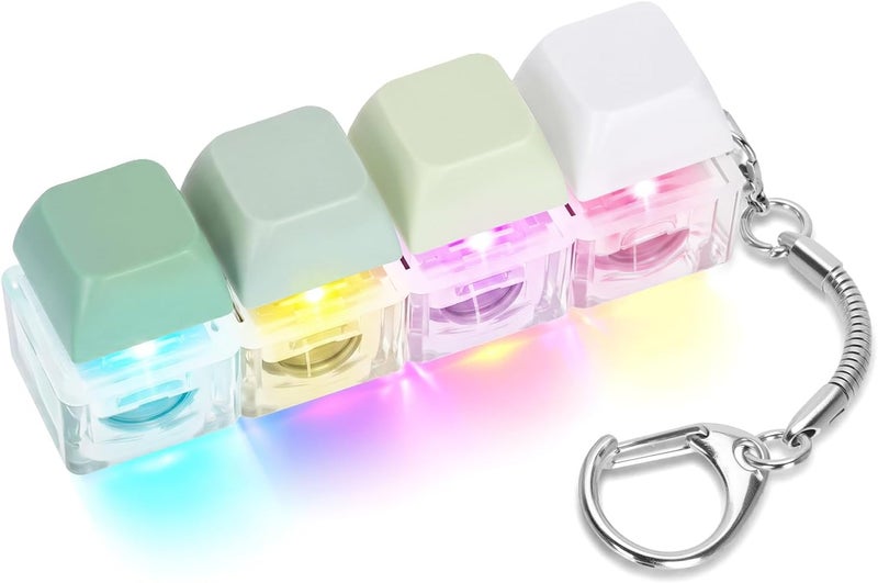 Dalycro Keyboard Fidget Toy, 4-in-1 Mechanical Clicker Fidget Keychain with LED Light Up, Sensory Keyboard Clicker for Anxiety Stress Relief, Office Desk Toy for Adults (GradientGreen, 1P) - Image 1