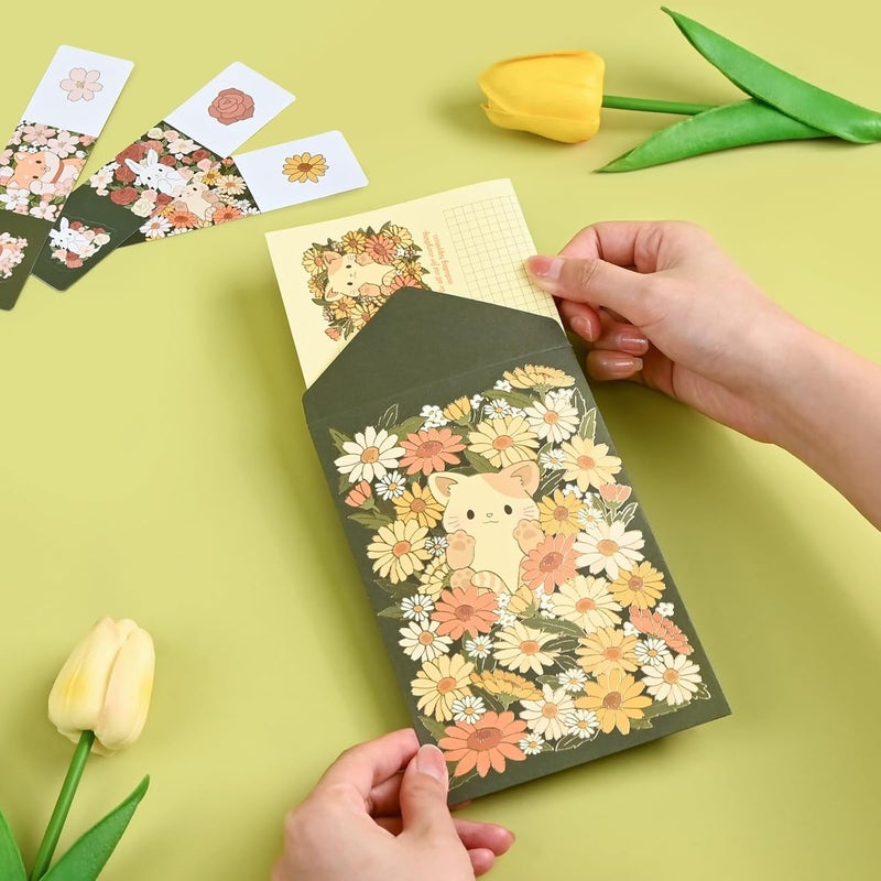 Zikra 36Pcs Stationery Paper and Envelopes Set,   Animal Patterns (Dog, Rabbit, Cat), Love Letter Writing Kit, 18 Paper Sheets + 9 Envelopes - Image 4