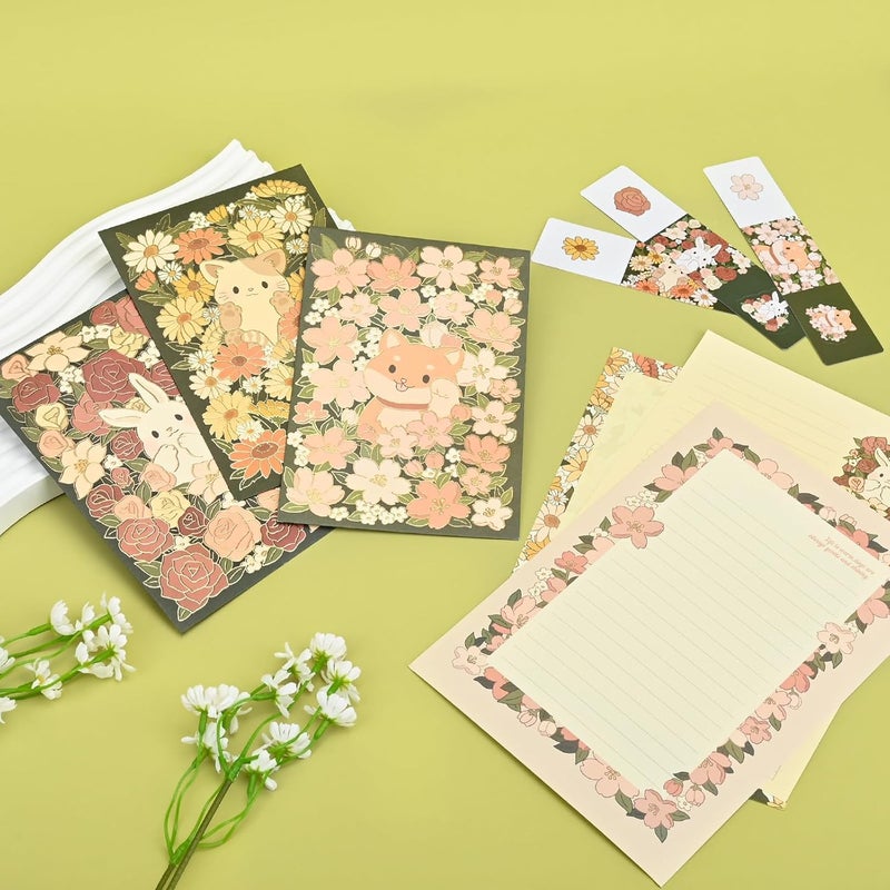 Zikra 36Pcs Stationery Paper and Envelopes Set,   Animal Patterns (Dog, Rabbit, Cat), Love Letter Writing Kit, 18 Paper Sheets + 9 Envelopes - Image 5