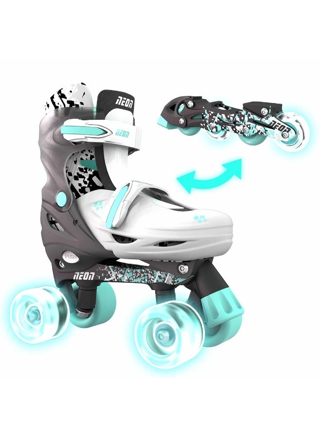 Neon Combo Skates 2N1 Grey Size (3-6 Us) Inline And Quad Skates - Image 1