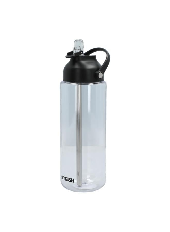 smash Stainless Steel and Plastic Water Bottle with Straw Silver and Black 1 Liter - Image 2