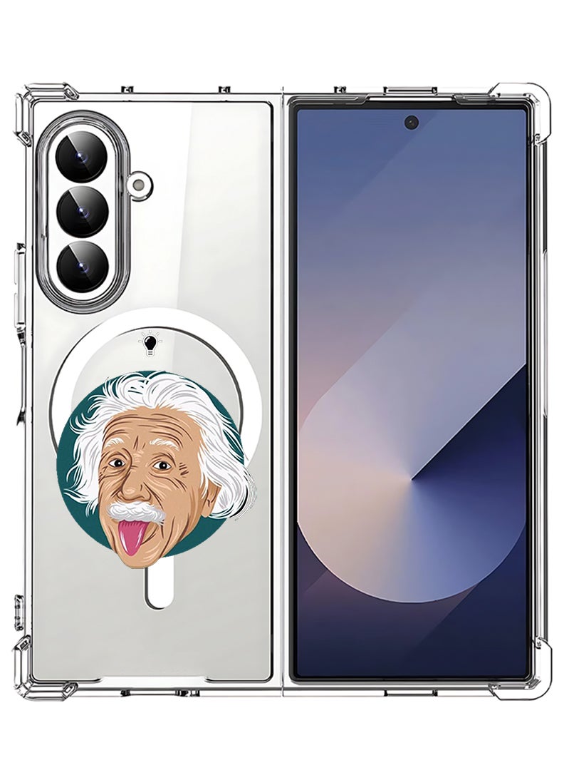 Theodor Magnetic Case for Samsung Galaxy Z Fold 7 Compatible with MagSafe Wireless Charging, Shockproof Phone Bumper Cover Einstein idea - Image 1