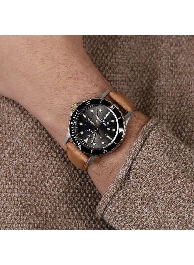 TIMEX MILITARY NAVITIMER TW2U55600  CLASSIC BLACK DIAL WITH TAN LEATHER BAND Men's Watch - Image 5