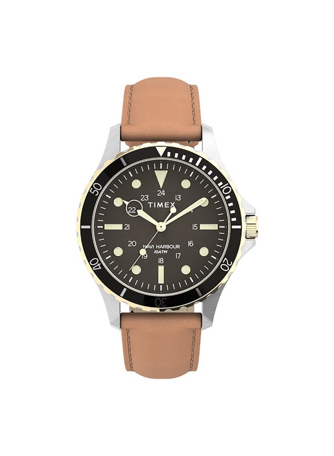 TIMEX MILITARY NAVITIMER TW2U55600  CLASSIC BLACK DIAL WITH TAN LEATHER BAND Men's Watch - Image 1