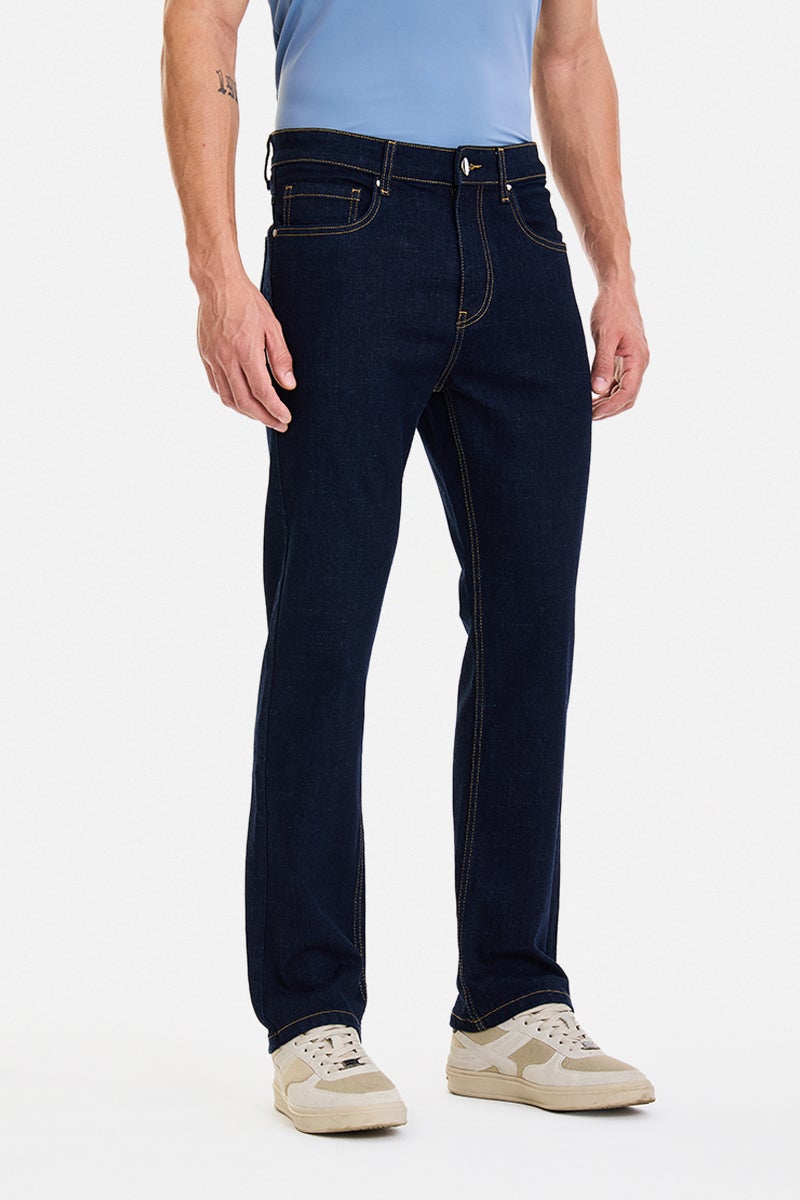 SNITCH Navy Blue Solid Straight Fit Casual Jeans - Image 3