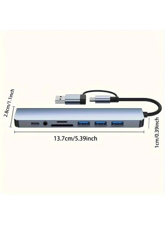 8 في 1 محول USB مع مقبس صوتي وبألوان عشوائية متعددة المنافذ للأجهزة اللوحية - Image 3