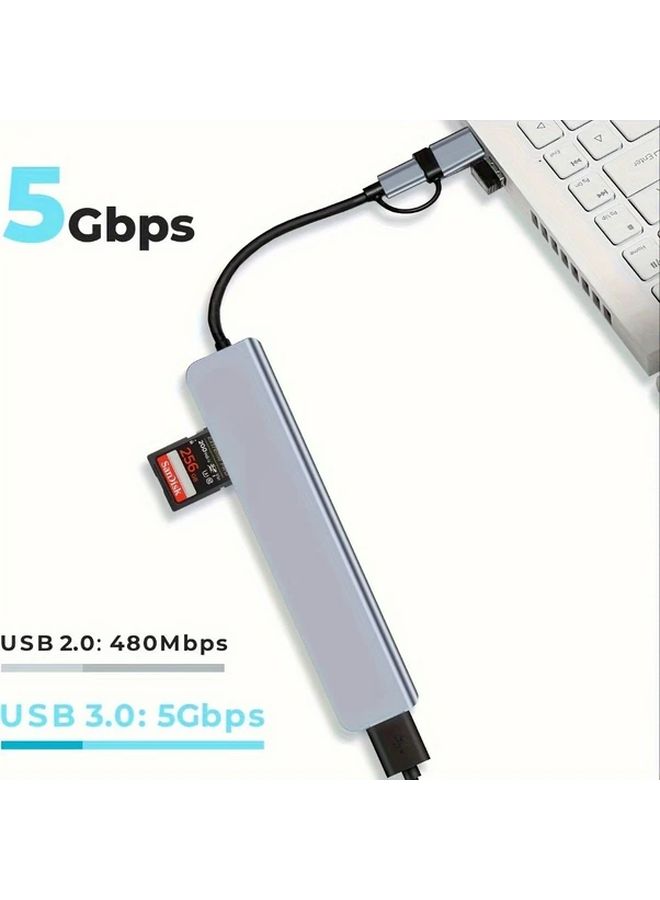 8 في 1 محول USB مع مقبس صوتي وبألوان عشوائية متعددة المنافذ للأجهزة اللوحية - Image 4